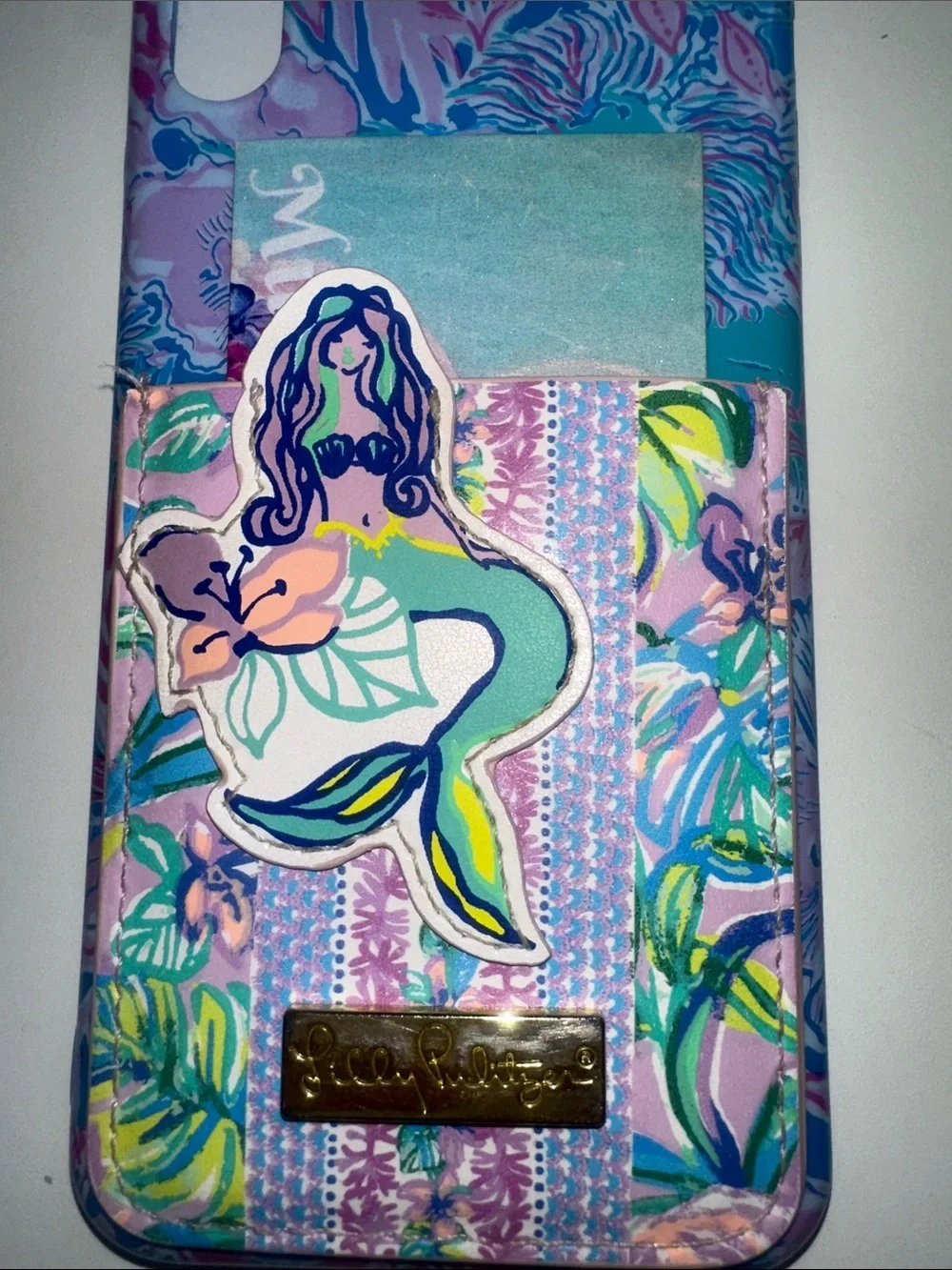 Lilly Pulitzer Purple Floral Mermaid Phone Case with Card Slot